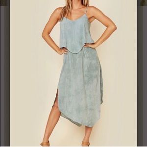 Blue life tie dye ocean open back midi dress xs